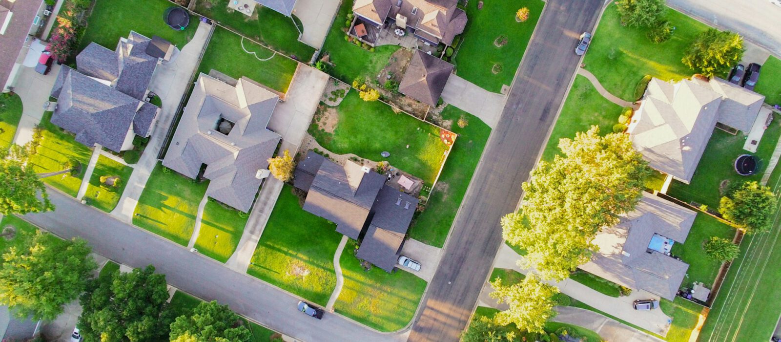 Aerial view of neighborhood