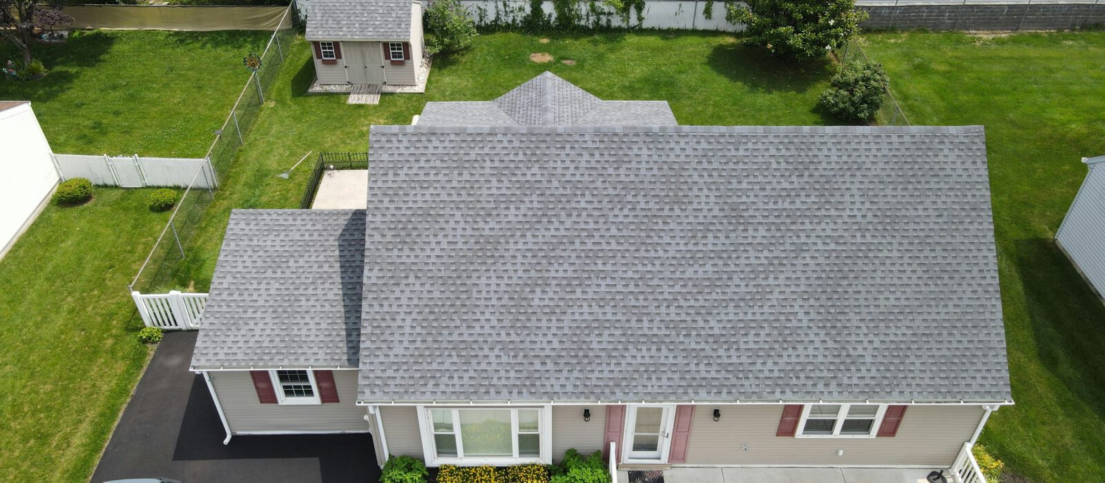 Overhead view of a house roof
